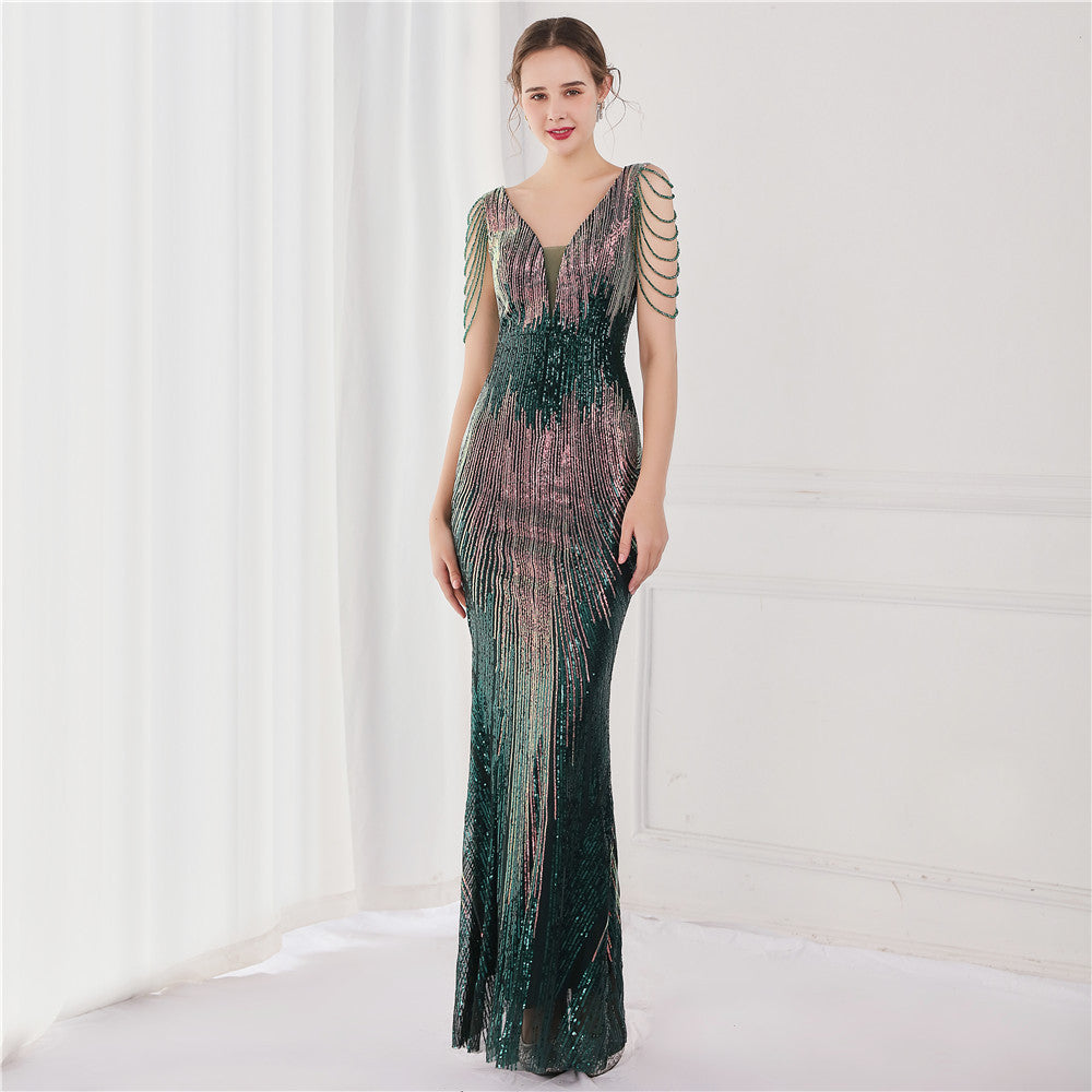 Women's Elegant Sequins Fishtail Formal Dress